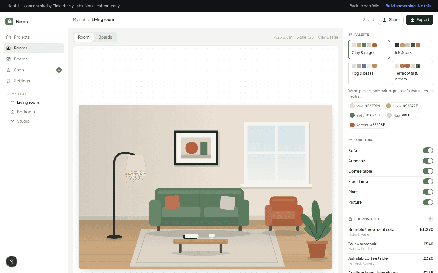 Nook: Interior design · room planner app