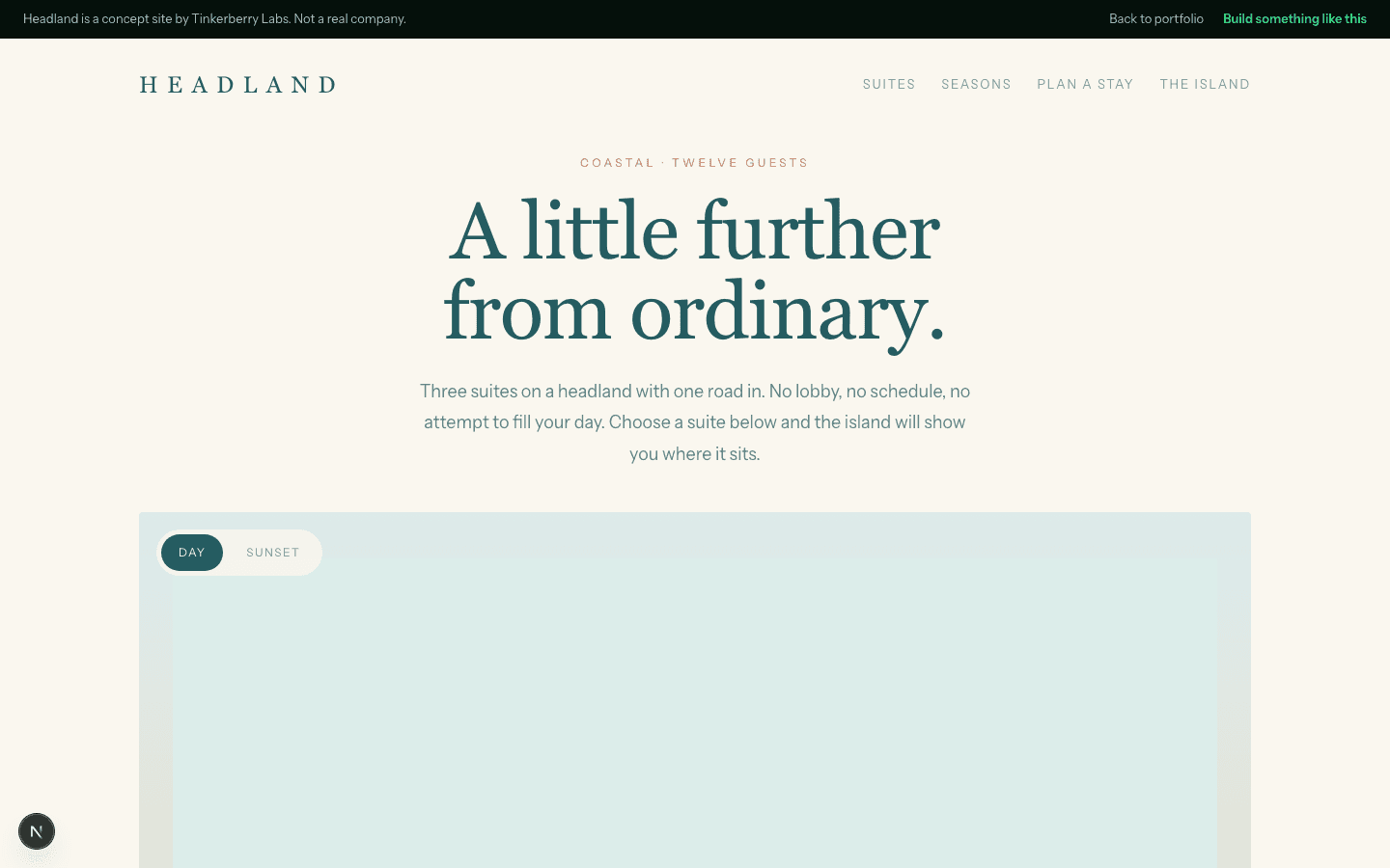 Headland: Boutique resort · booking site